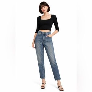 EVERLANE Curvy Cheeky Jean Organic Cotton Straight High Rise Denim mom jeans 27